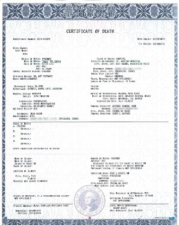 Download USA Department of health death certificate Photoshop template